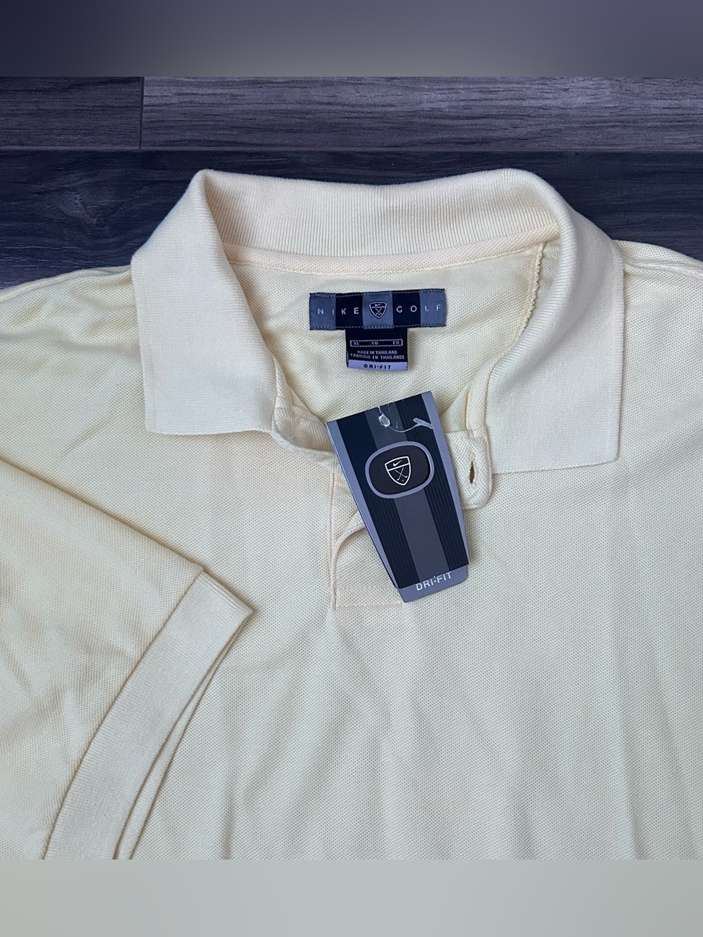 Vintage Nike Dri-Fit Golf Polo Shirt Men's Size XL Yellow Black Check New